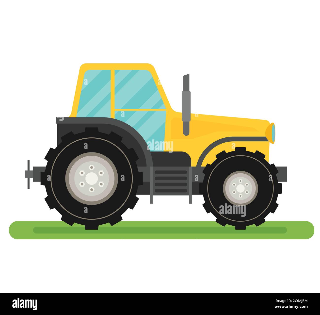 Traktor isoliert auf weißem Hintergrund flacher Vektor. Stock Vektor