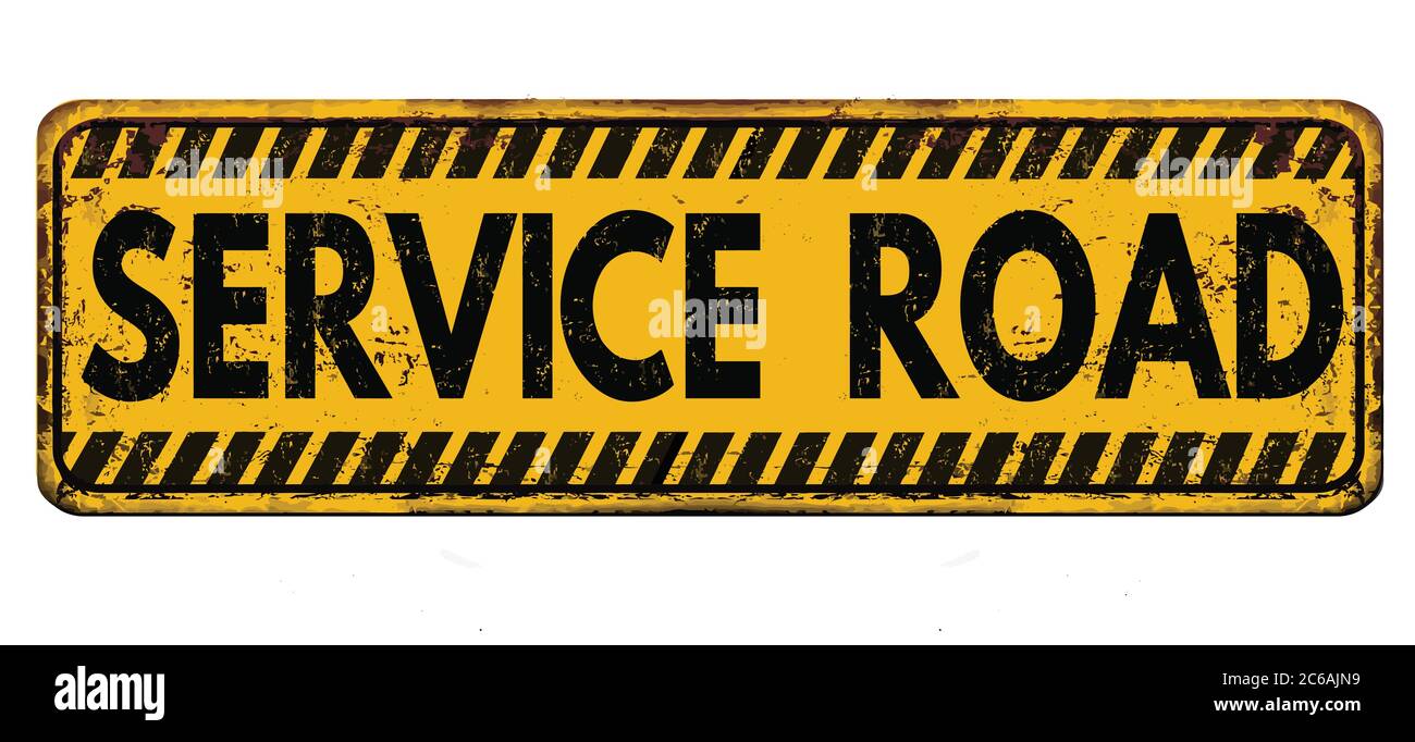 Service Road vintage rostigen Metall-Zeichen auf einem weißen Hintergrund, Vektor-Illustration Stock Vektor
