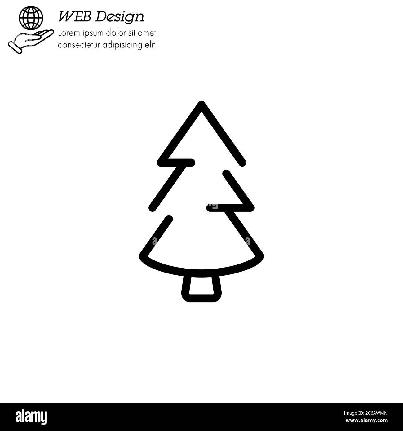 Weihnachtsbaum, Tannenbaum-Symbol dünne Linie, linear, Umriss