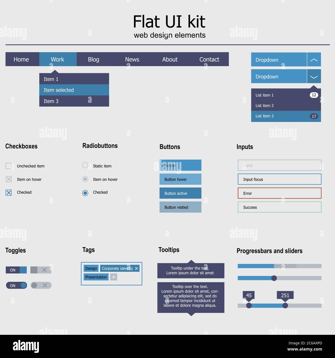 Sammlung der App-Benutzeroberfläche. Flache Design Web-Elemente. Vektorgrafik. Stock Vektor