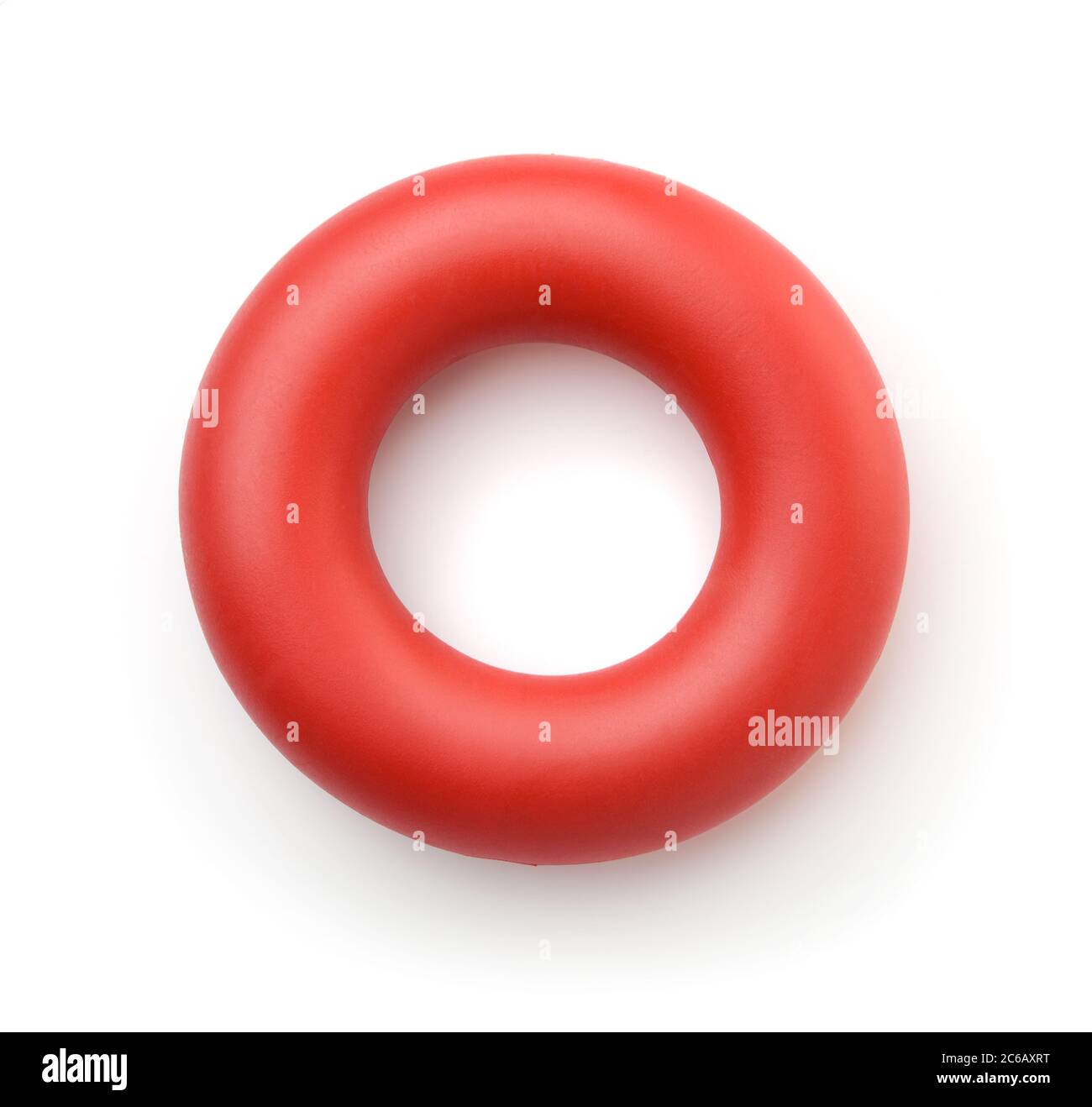 Draufsicht auf roten Gummiring Karpaltexpander isoliert auf weiß Stockfoto