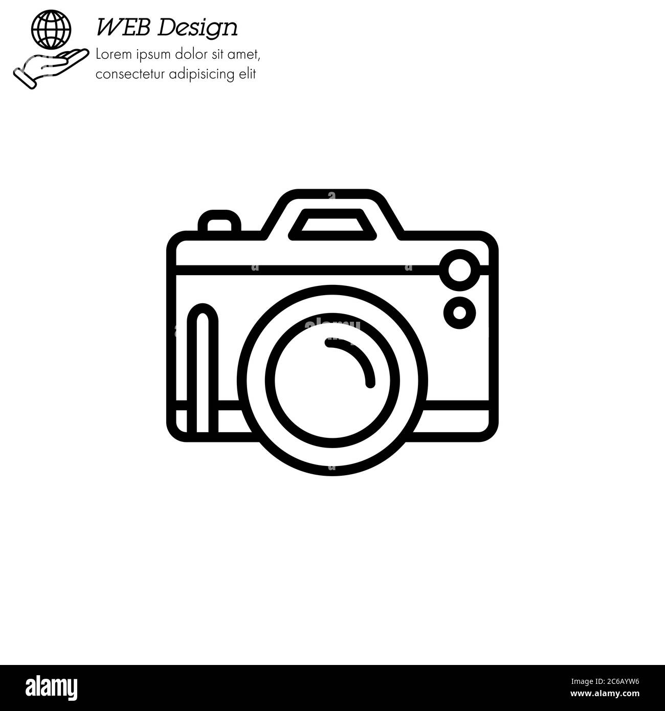 Kamera Fotografie Symbol dünne Linie, linear, Umriss. Pocket Digitalkamera einfaches Zeichen, fotocamera Logo Gadget Stock Vektor