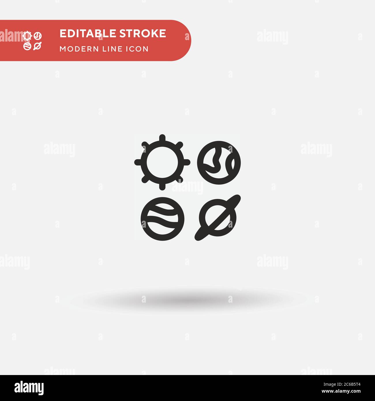 Einfaches Vektor-Symbol für Sonnensystem. Illustration Symbol Design Vorlage für Web mobile UI Element. Perfekte Farbe modernes Piktogramm auf bearbeitbaren Strich. Solar System Icons für Ihr Business-Projekt Stock Vektor