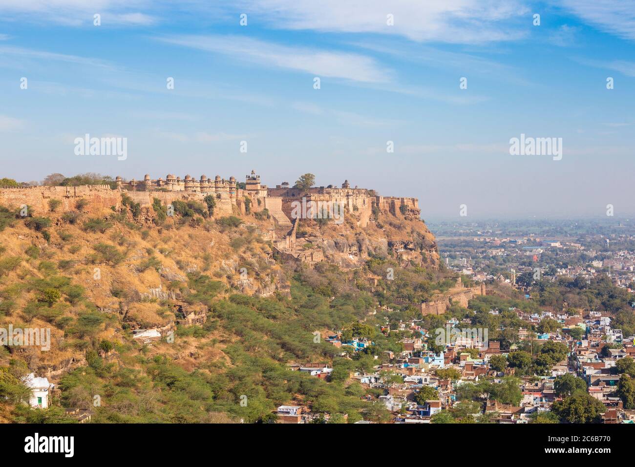 Blick auf das Fort Gwalior und den man Singh Palast, Gwalior, Madhya Pradesh, Indien, Asien Stockfoto