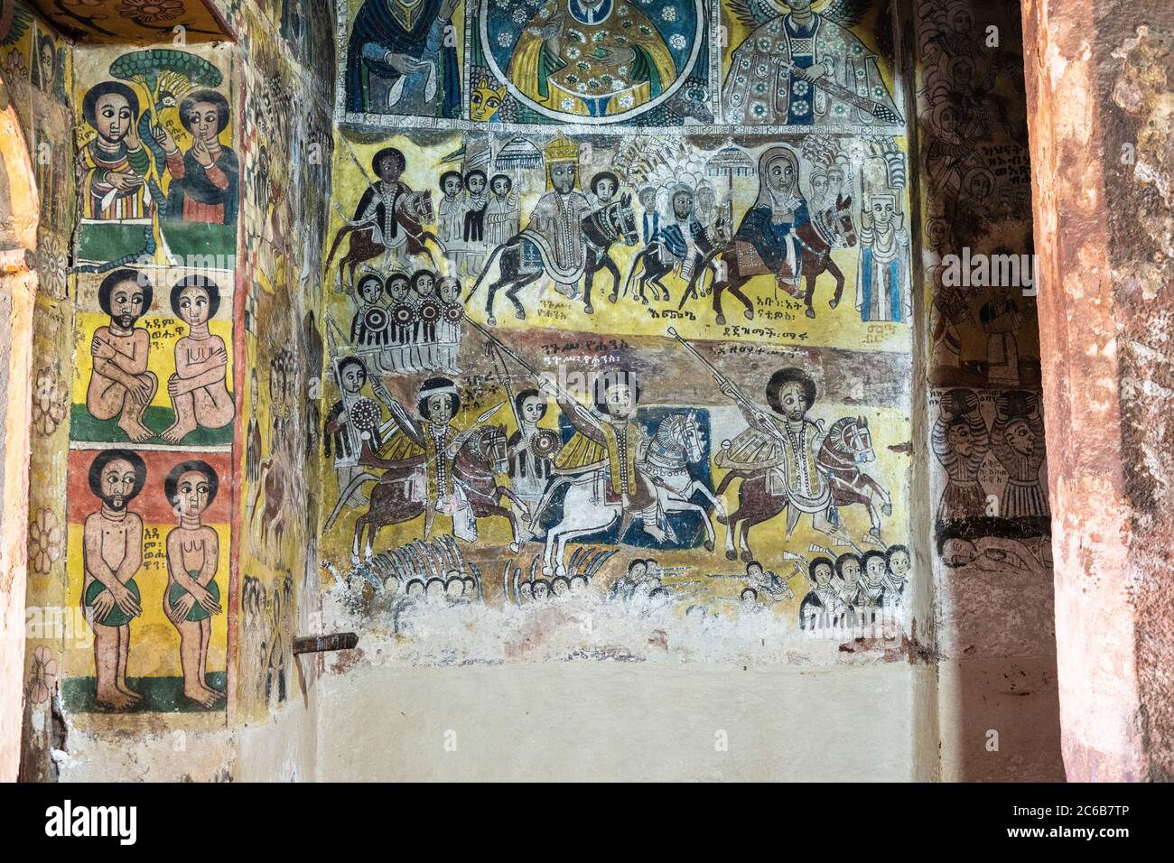 Fresko Gemälde in Abreha We Atsbeha Kirche, Tigray Region, Äthiopien, Afrika Stockfoto
