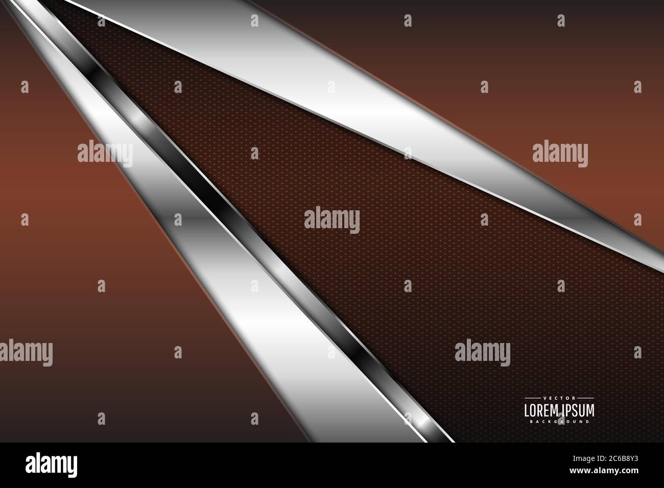 Metallischer Hintergrund.Braun und Silber mit Carbon-Textur dunklen Raum. Metalltechnikkonzept. Stock Vektor