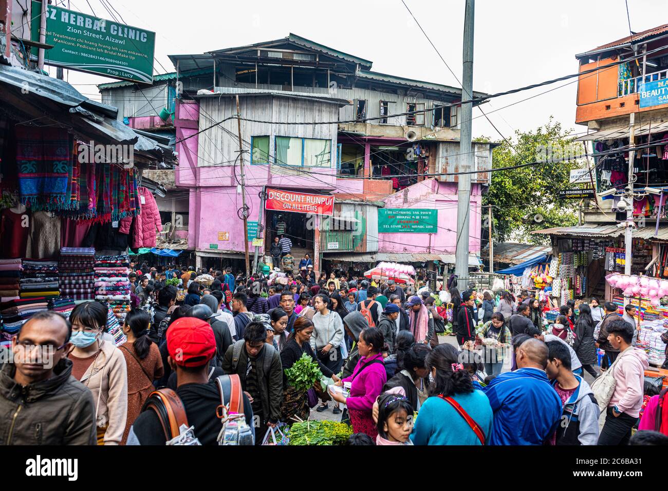 Markt in Aizawl, Mizoram, Indien, Asien Stockfoto
