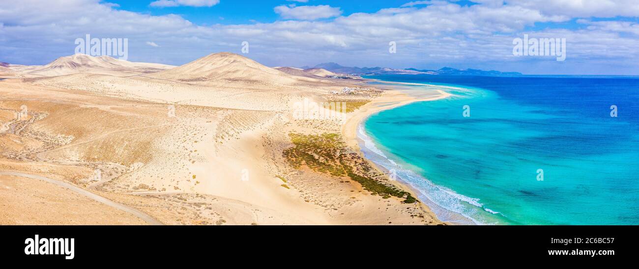 Jandia Peninsula, Risco del Paso, Playas de Sotavento und Laguna de Sotavento, Fuerteventura, Kanarische Inseln, Spanien, Atlantik, Europa Stockfoto