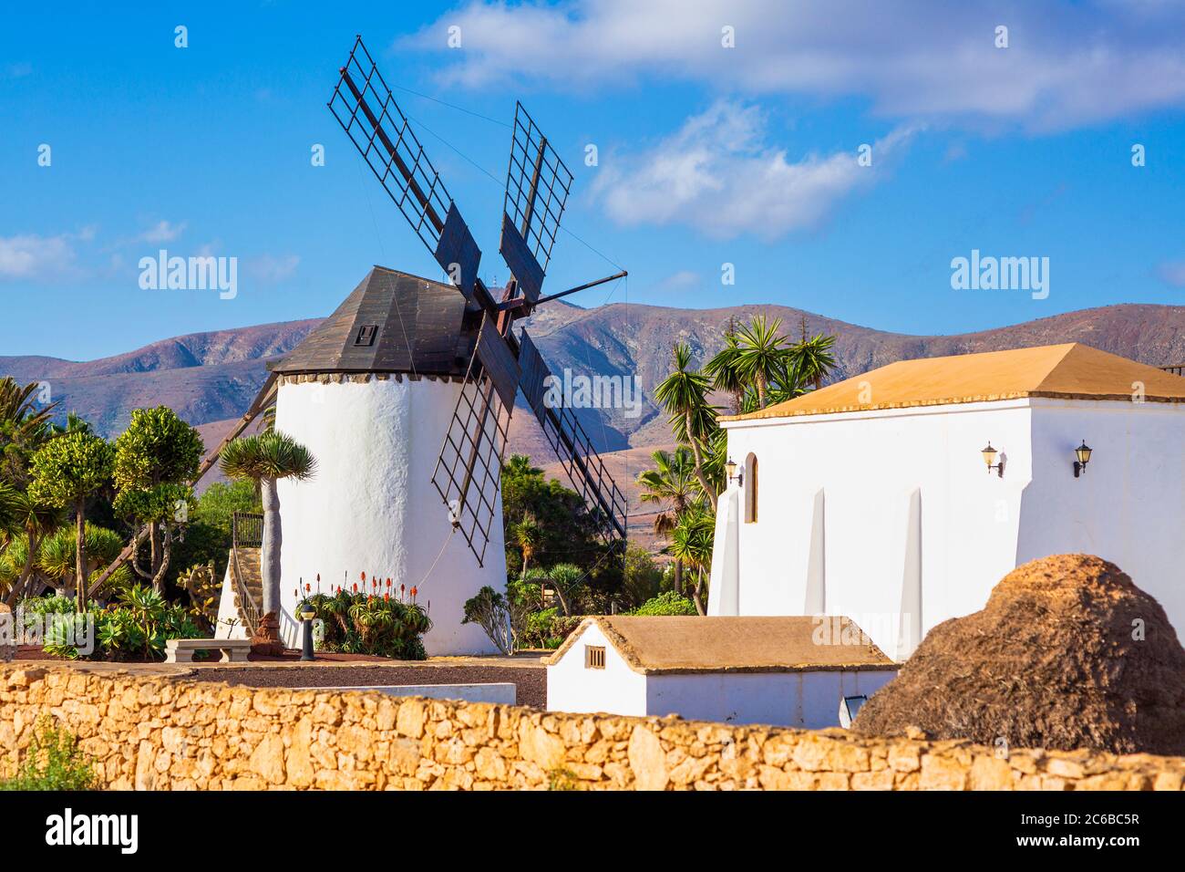 Molino de Antigua, traditionelle Windmühle, Antigua, Fuerteventura, Kanarische Inseln, Spanien, Atlantik, Europa Stockfoto