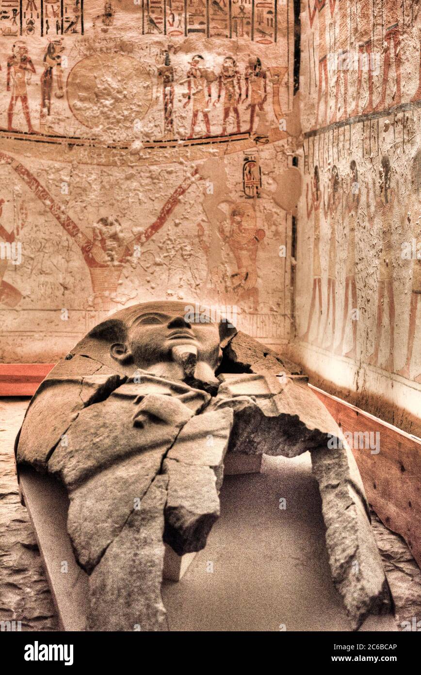 Grabkammer, Grabmal von Ramses V und VI, KV9, Tal der Könige, UNESCO-Weltkulturerbe, Luxor, Theben, Ägypten, Nordafrika, Afrika Stockfoto