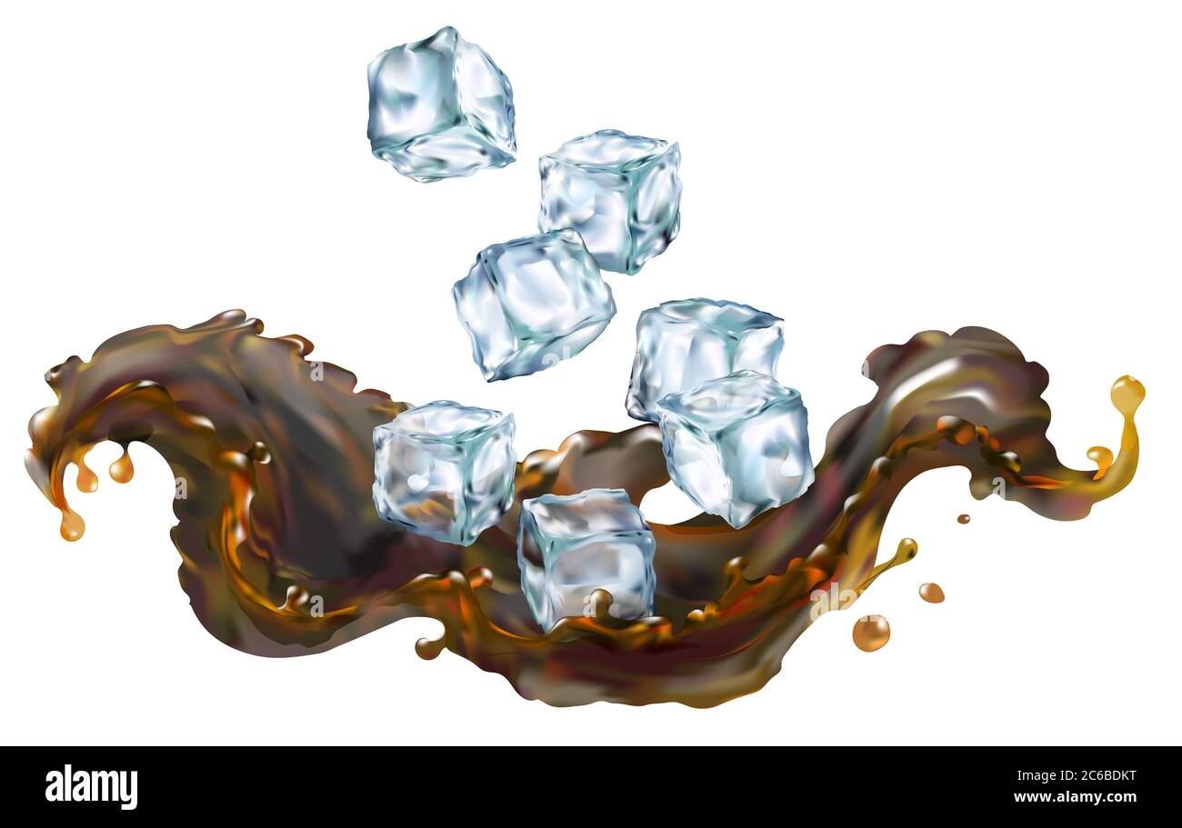 Cola Splash transparente 3d-Illustration realistisch für Ihr Design. ClipArt Stockfoto