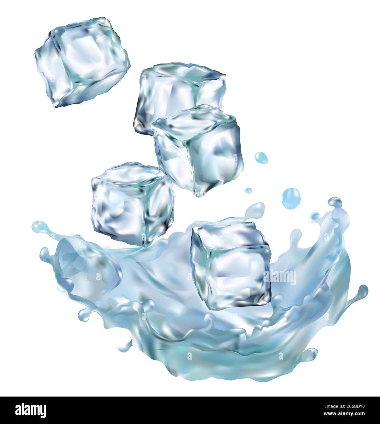 Eiswürfel transparent 3d-Illustration realistisch gesetzt. Wasserfreeze ... Eiswürfel transparent 3d-Illustration realistisch gesetzt. Wasserfreeze ...