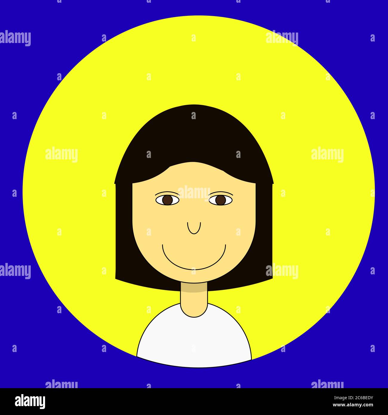 Dunkelschwarz haarige Mädchen in einem weißen Hemd Avatar - Vektor-Illustration Stock Vektor
