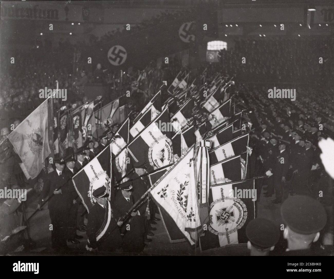 Kundgebung der Reichskriegervereinigung Heinrich Hoffmann fotografiert 1934 Adolf Hitlers offizieller Fotograf und ein Nazi-Politiker und Verleger, der Mitglied des intime Kreises Hitlers war. Stockfoto