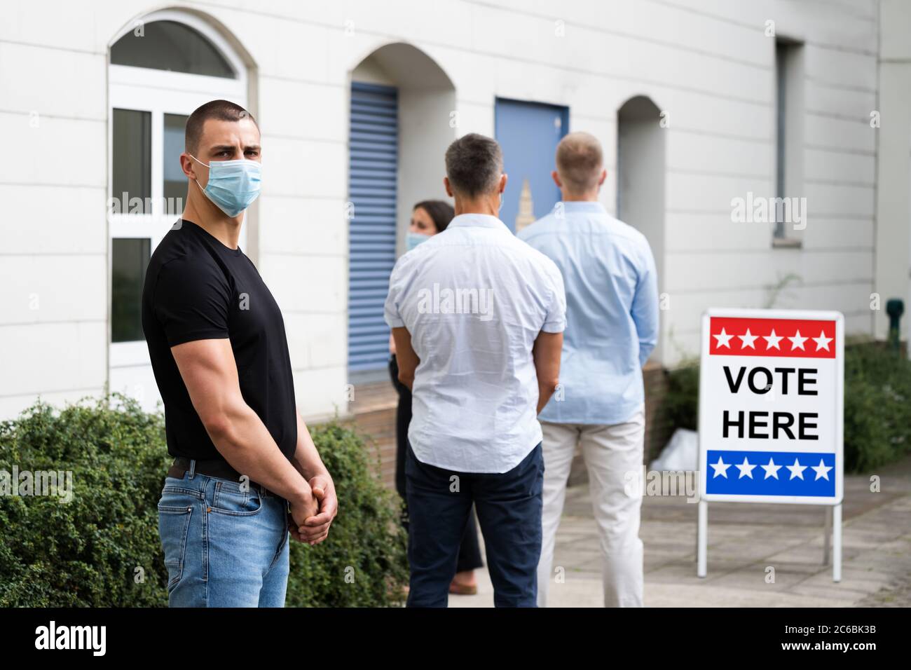 Stimme Ort Zeichen Am Wahlplatz Oder Stand Stockfoto