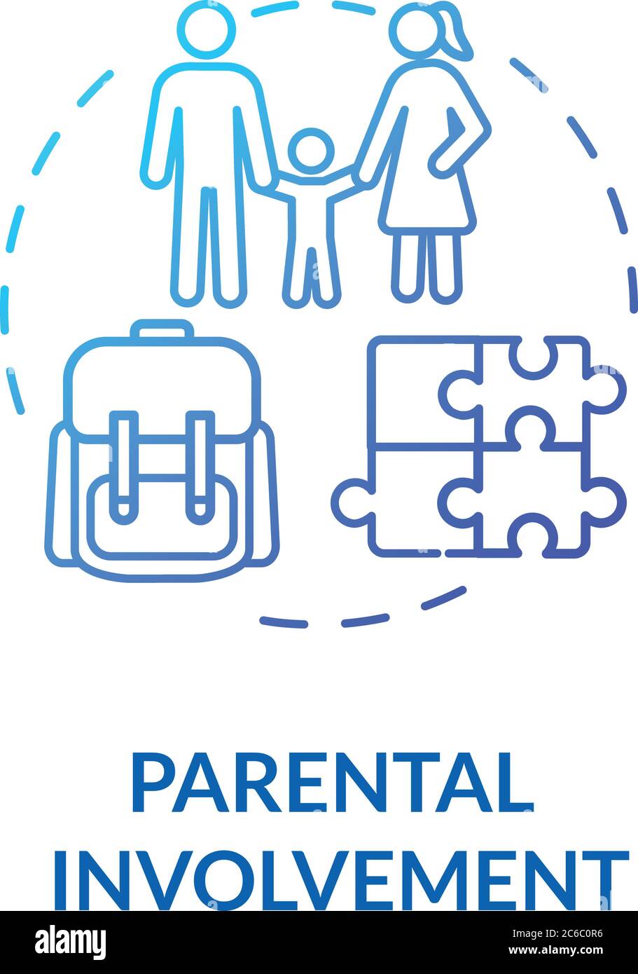 Symbol für das Konzept der Elternbeteiligung. Beteiligung von Müttern und Vätern. Kleinkinder und Kinderbetreuung. Frühe Kindheit Bildung Idee dünne Linie Illustration. V Stock Vektor