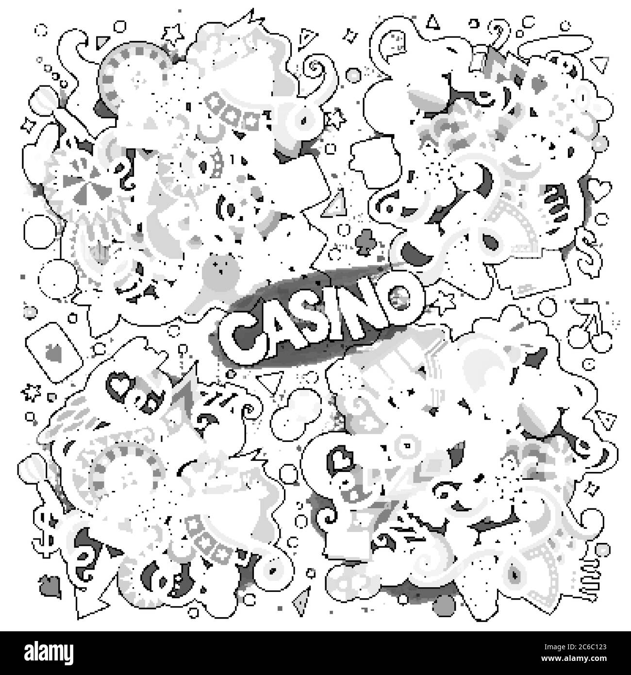 Skizzenhafte Vektor-Doodles Cartoon-Set von Casino-Designs Stock Vektor