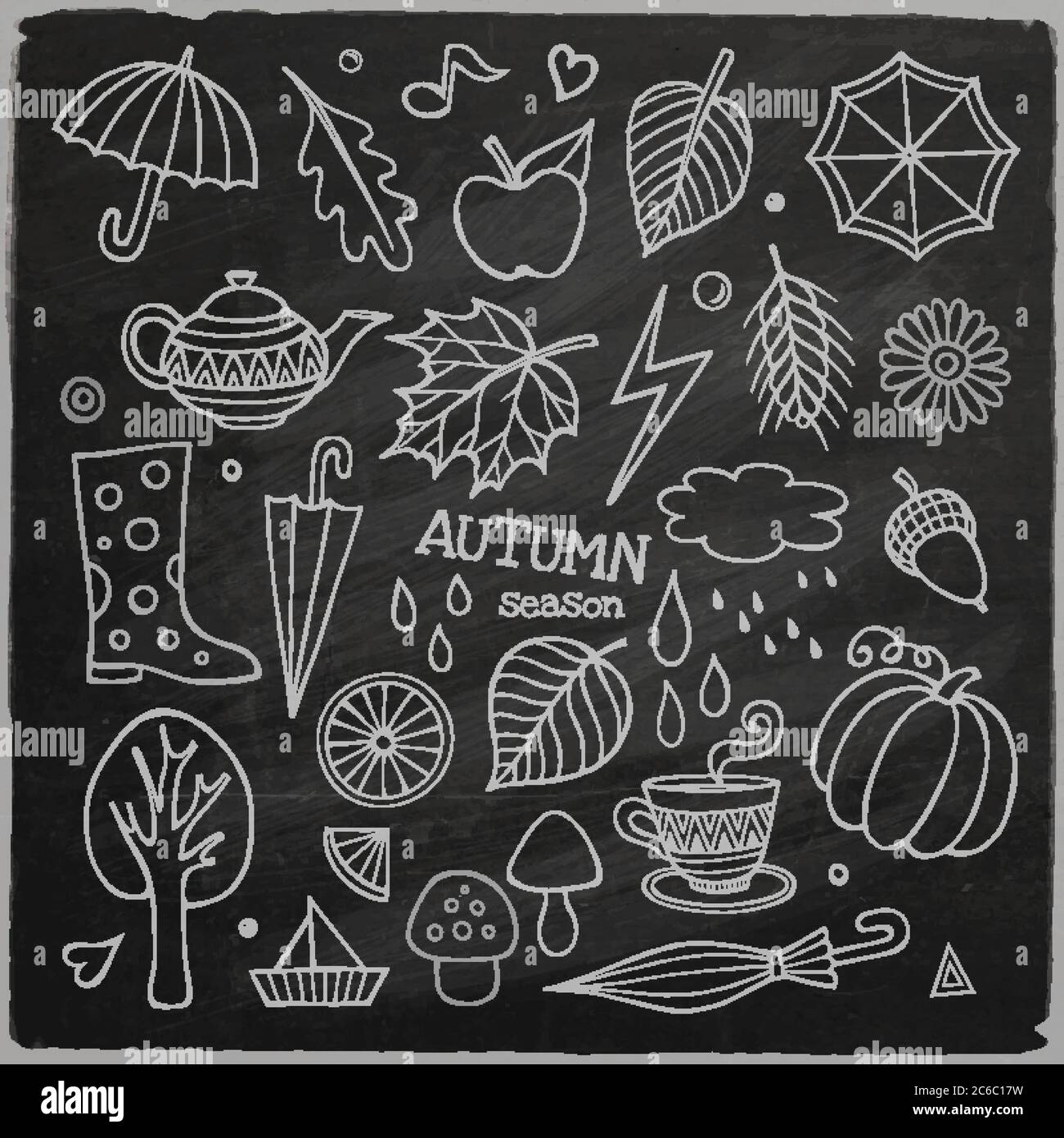 Vektor-Set von verschiedenen handgezeichneten Herbst Elemente Stock Vektor