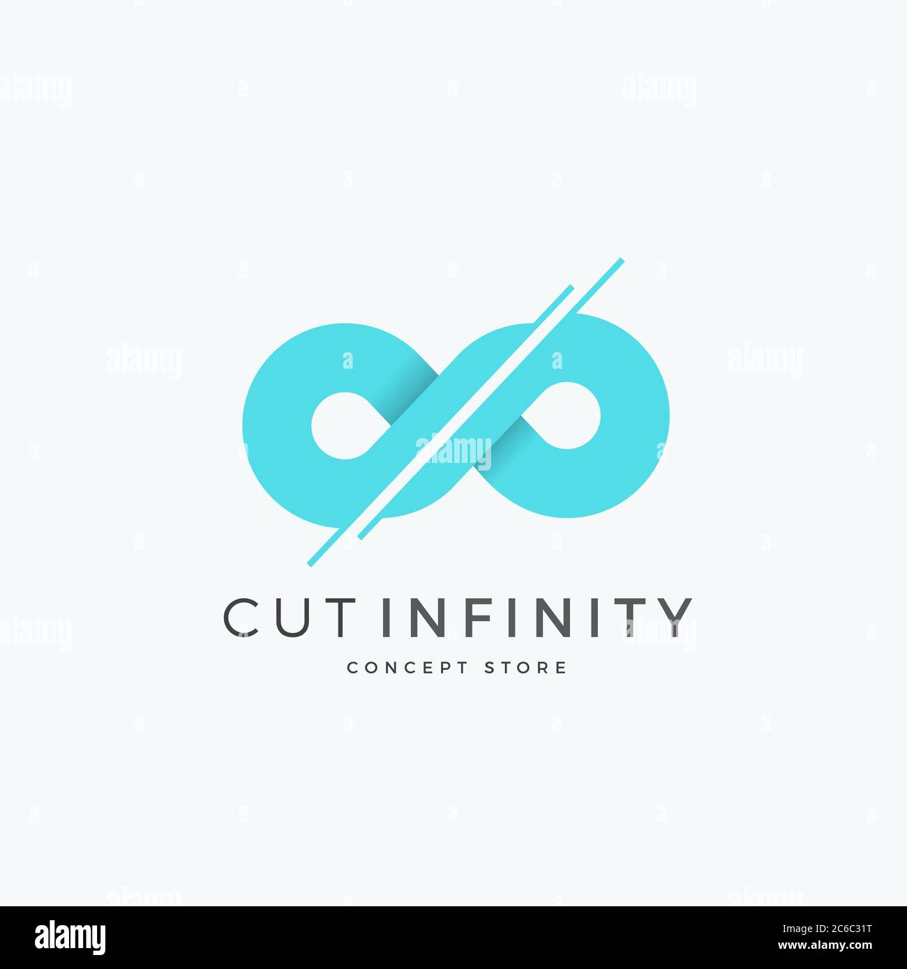 Cut Infinity Abstract Vector Sign, Emblem oder Logo Template. Symbol Für Die Geteilte Ewigkeit. Modernes Kreatives Konzept. Stock Vektor