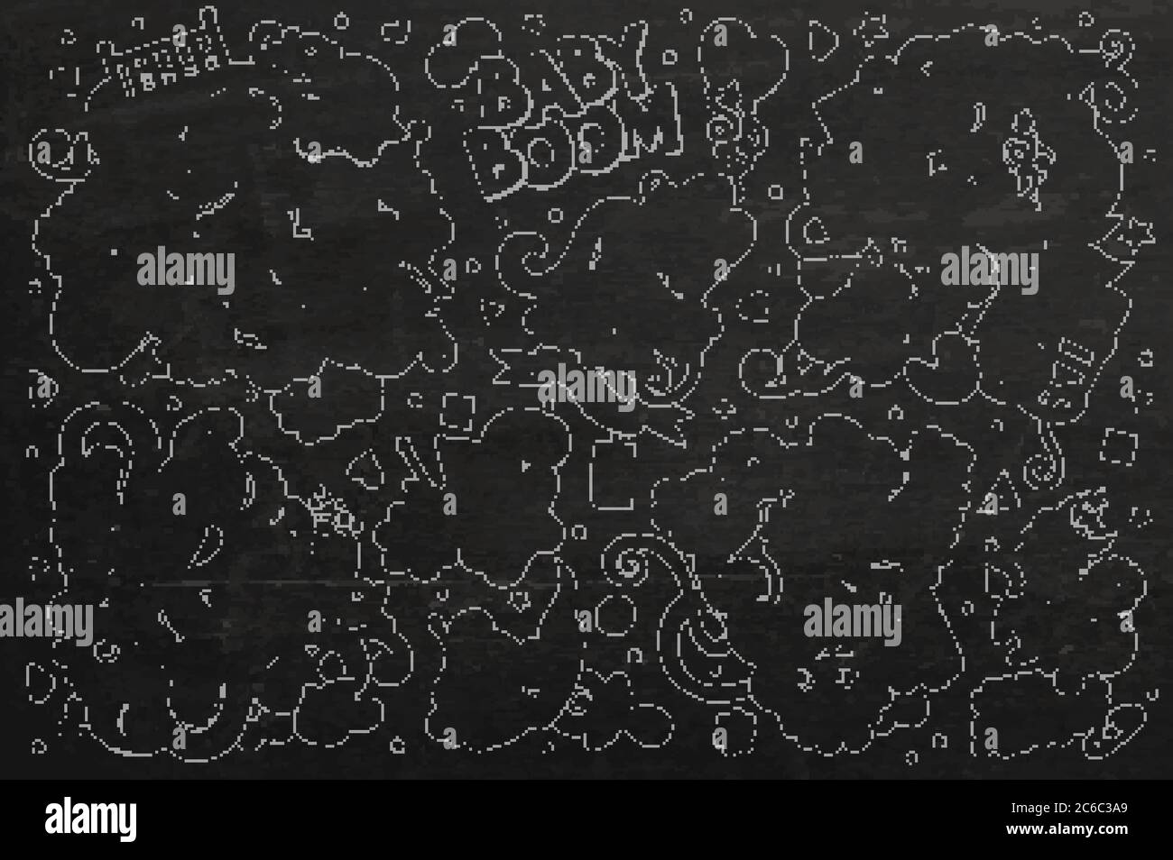 Kreidetafel Vektor Hand gezeichnet Doodle Cartoon Satz von Objekten Stock Vektor