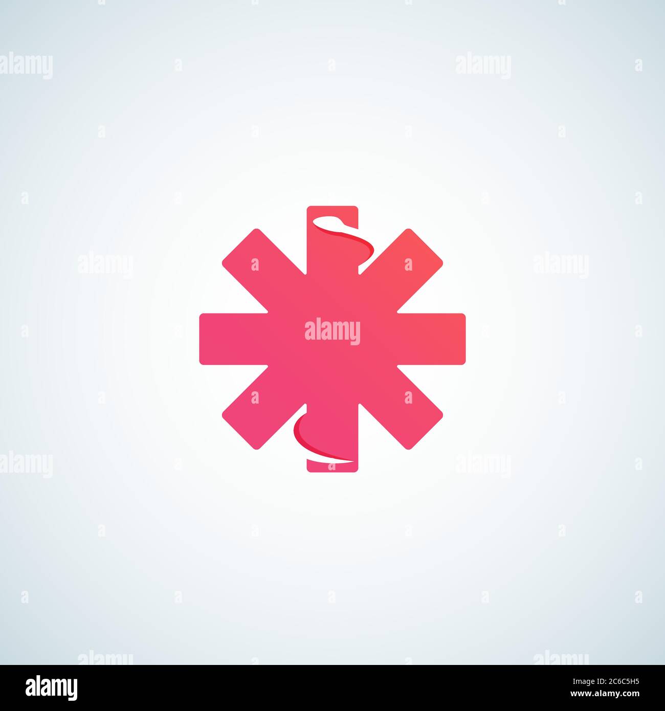 Kreuz mit negativer Raumschlange. Abstraktes Vektorzeichen, Emblem, Symbol oder Logo-Vorlage. Modernes Minimalistisches Medizinisches Symbol. Stock Vektor