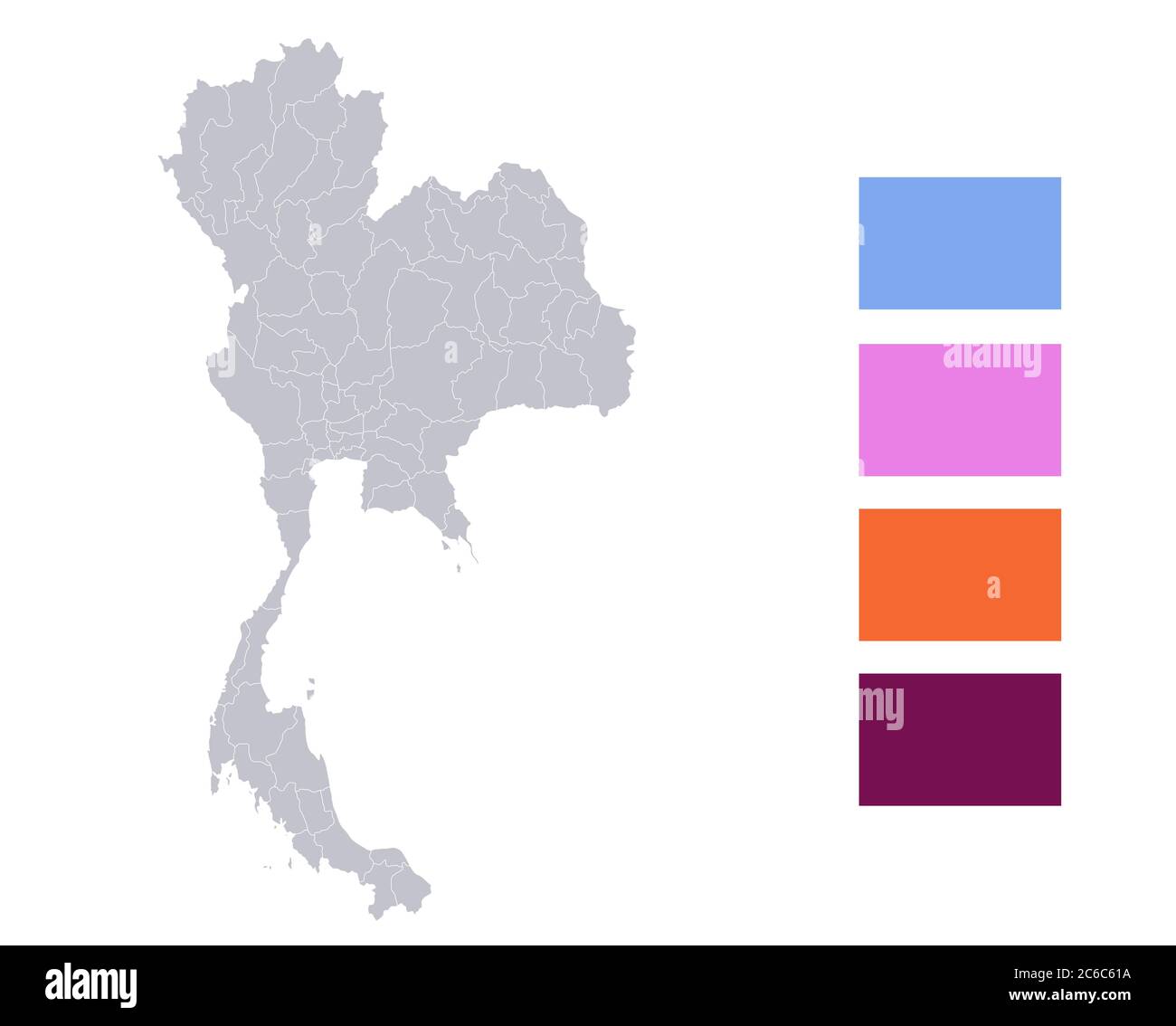 Infografiken der Thailand Karte, einzelne Regionen leer Stockfoto