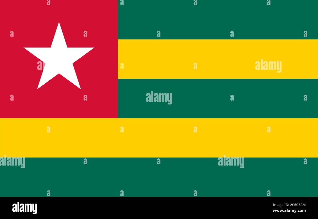 Offizielle große flache Flagge von Togo Horizontal Stockfoto