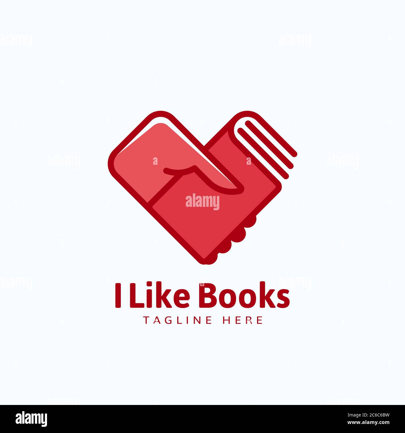 Ich mag Bücher Abstraktes Vektorzeichen, Emblem oder Logo-Vorlage. Hand hält ein Buch in einer Herzform. Stock Vektor