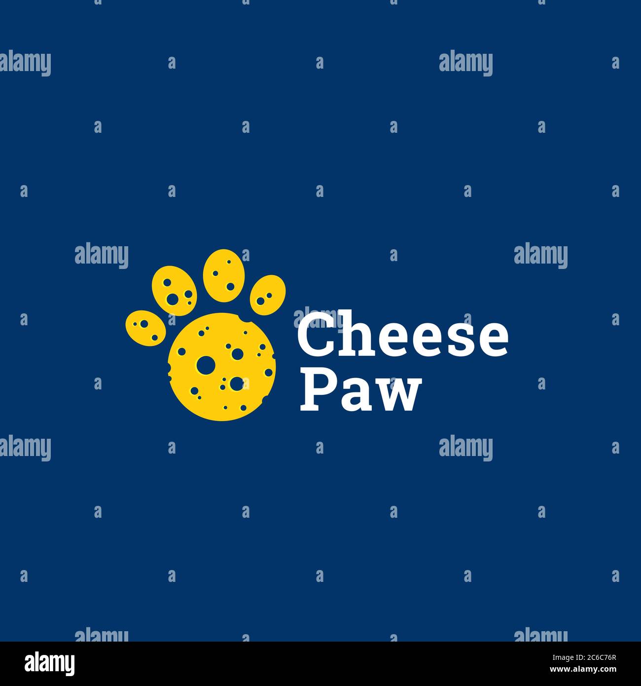 Cheese Paw Abstract Vektor-Zeichen, Emblem oder Logo-Vorlage. Runde Silhouette Mit Niedlichem Fußabdruck. Stock Vektor