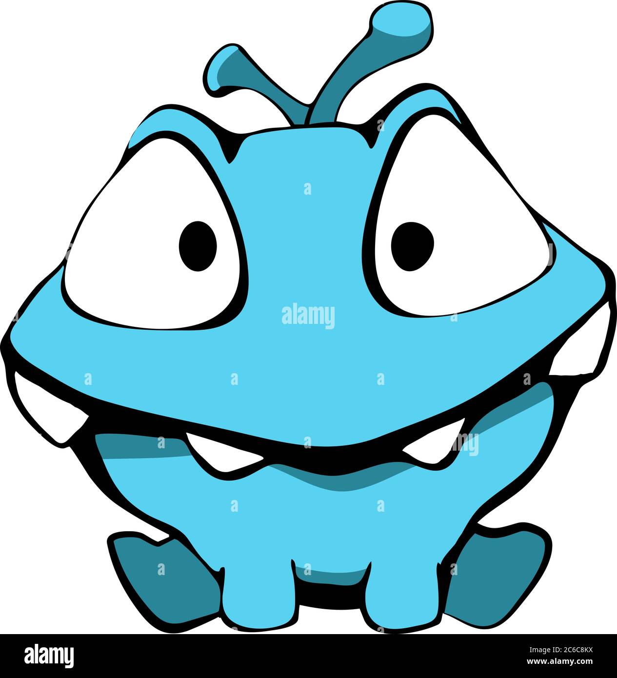 Cute Cartoon Monster blau für Kind in Vektor. Isoliert auf weißem Hintergrund, Aufkleber. Stock Vektor