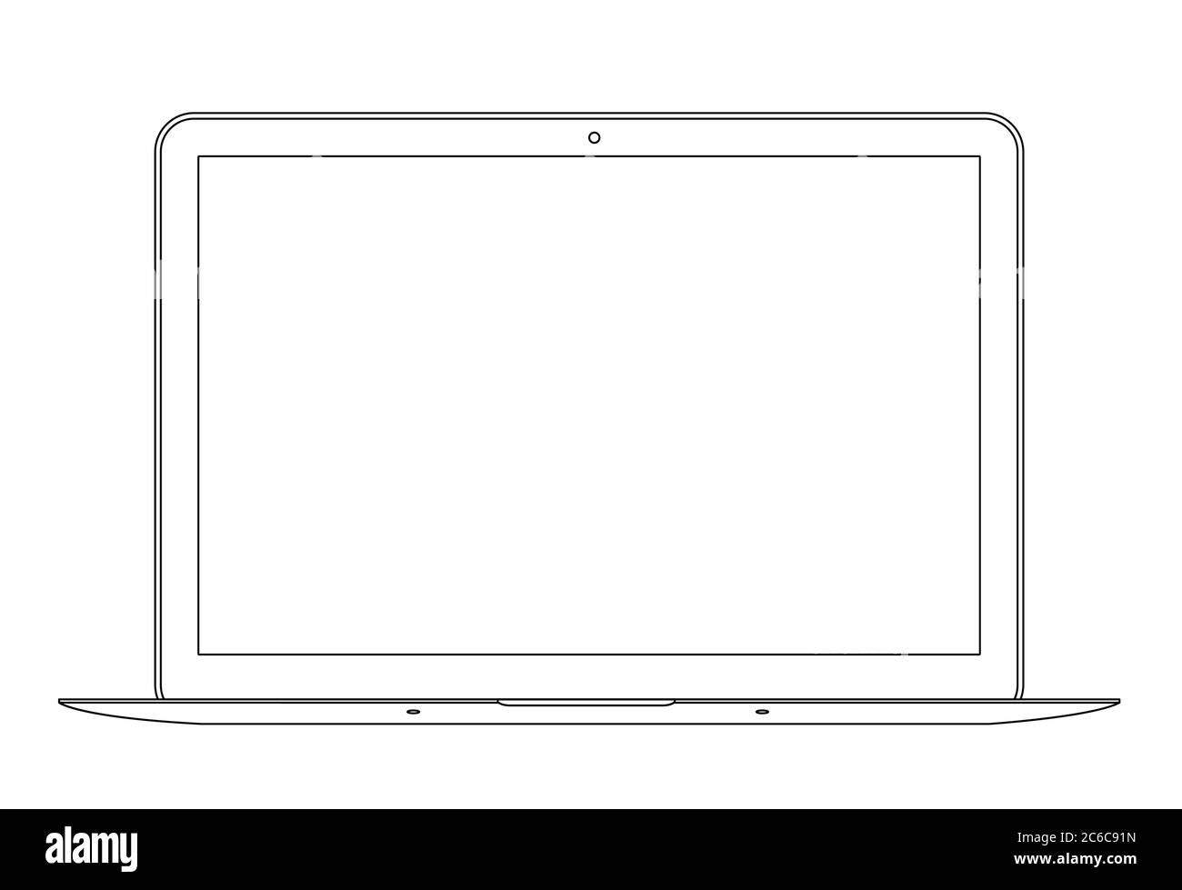 Umriss Zeichnung Laptop. Elegantes, schlankes Design. Vektorgrafik Stock Vektor