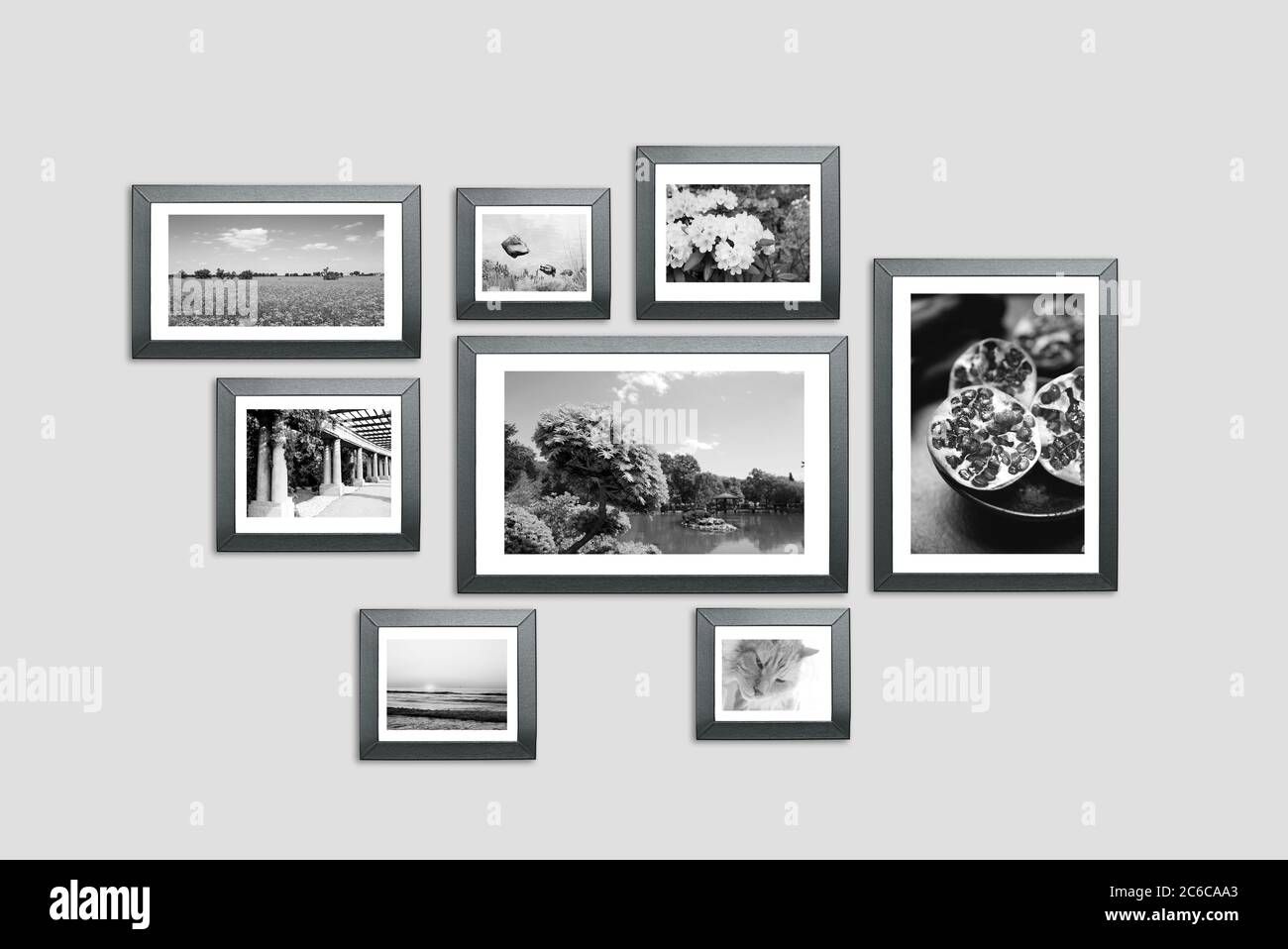 Bilderrahmen an der Wand. Fotografie Portfolio, Fotolabor Konzept Stockfoto