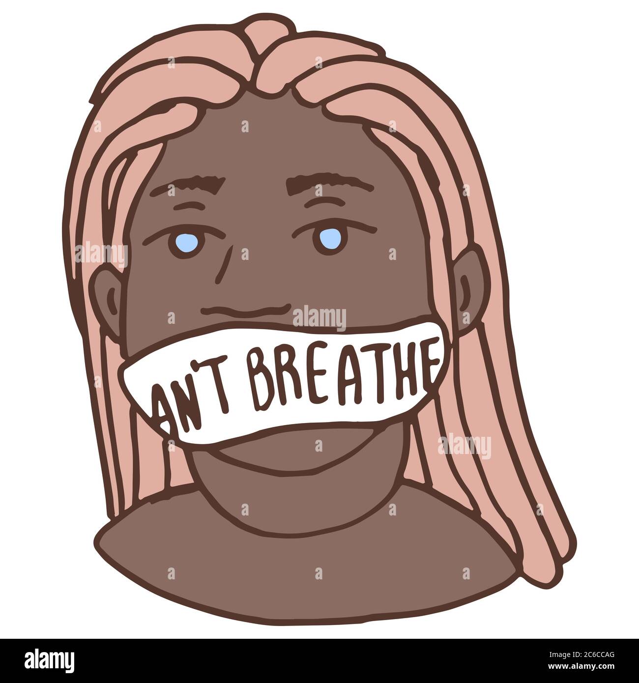 Ich kann keinen Text auf weißem isolierten Hintergrund atmen. Afro Frau in Maske blm Aktivistin für Einladungskarte, Social Banner, News Blog, Flyer. Telefontasche oder c Stock Vektor