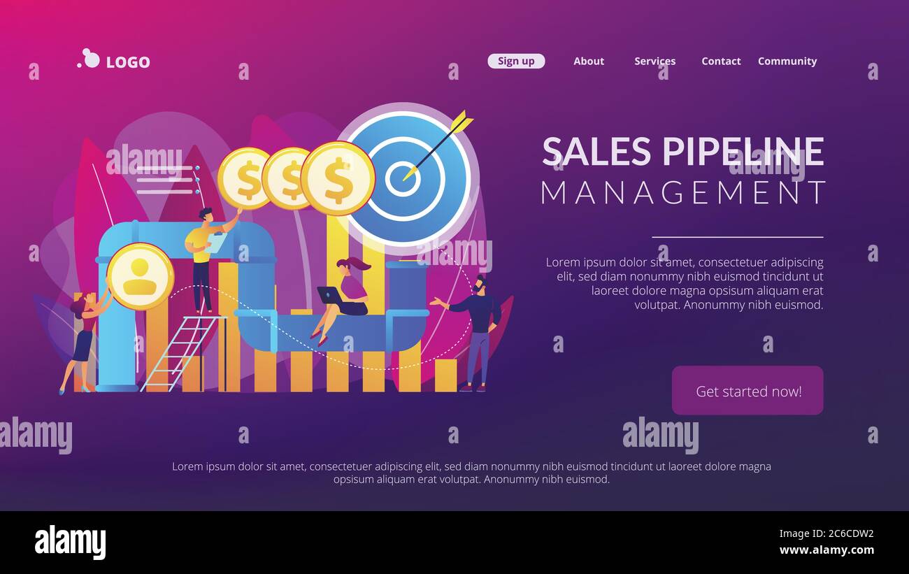 Zielseite für das Sales Pipeline Management Konzept. Stock Vektor