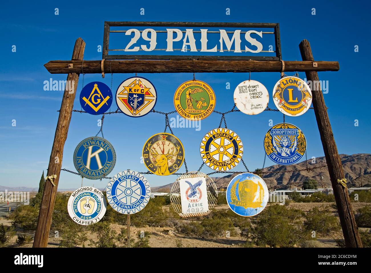 Straßenschild, 29 Palms City, Südkalifornien, USA Stockfoto