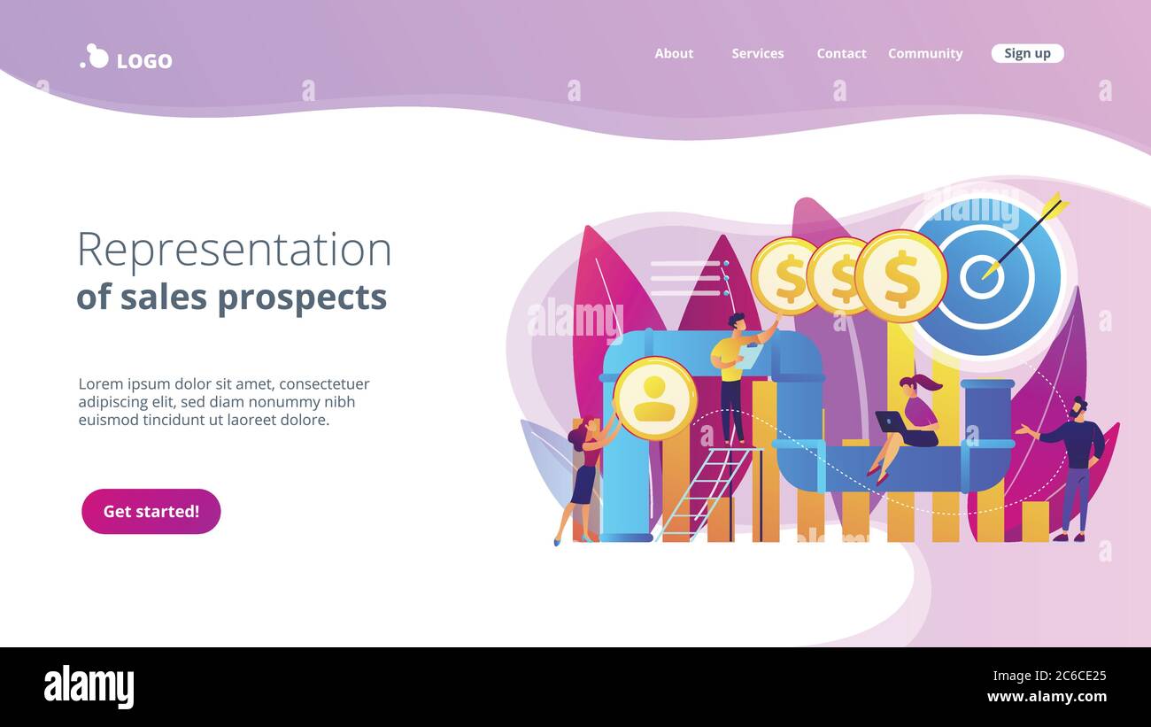 Zielseite für das Sales Pipeline Management Konzept. Stock Vektor