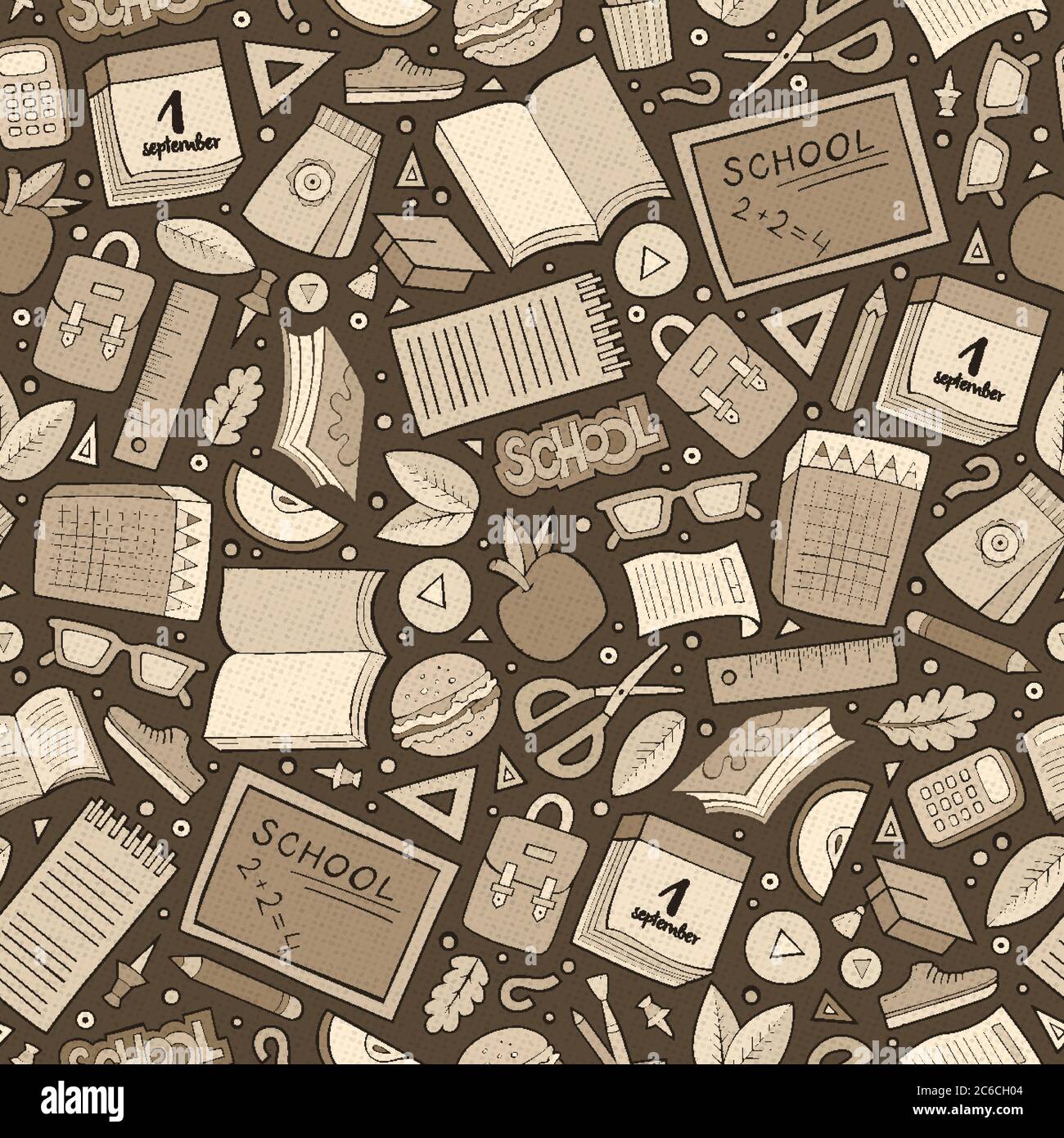 Cartoon niedlich Hand gezeichnet Schule nahtlose Muster Stock Vektor