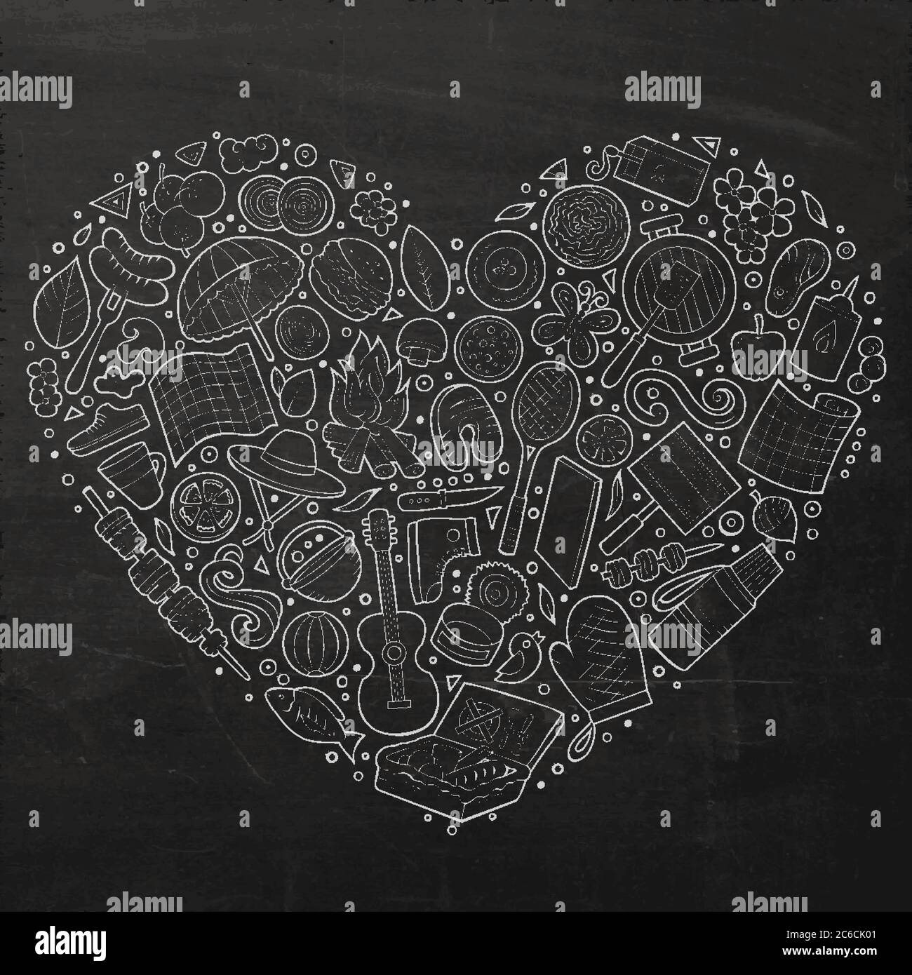 Set von Picknick-Cartoon Doodle-Objekte Stock Vektor