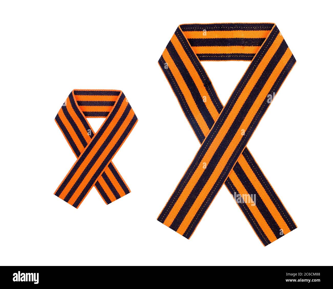 George Ribbon. Symbol der Tapferkeit und Heldentum der russischen (sowjetischen) Menschen während des Zweiten Weltkriegs. Isoliert auf Weiß Stockfoto