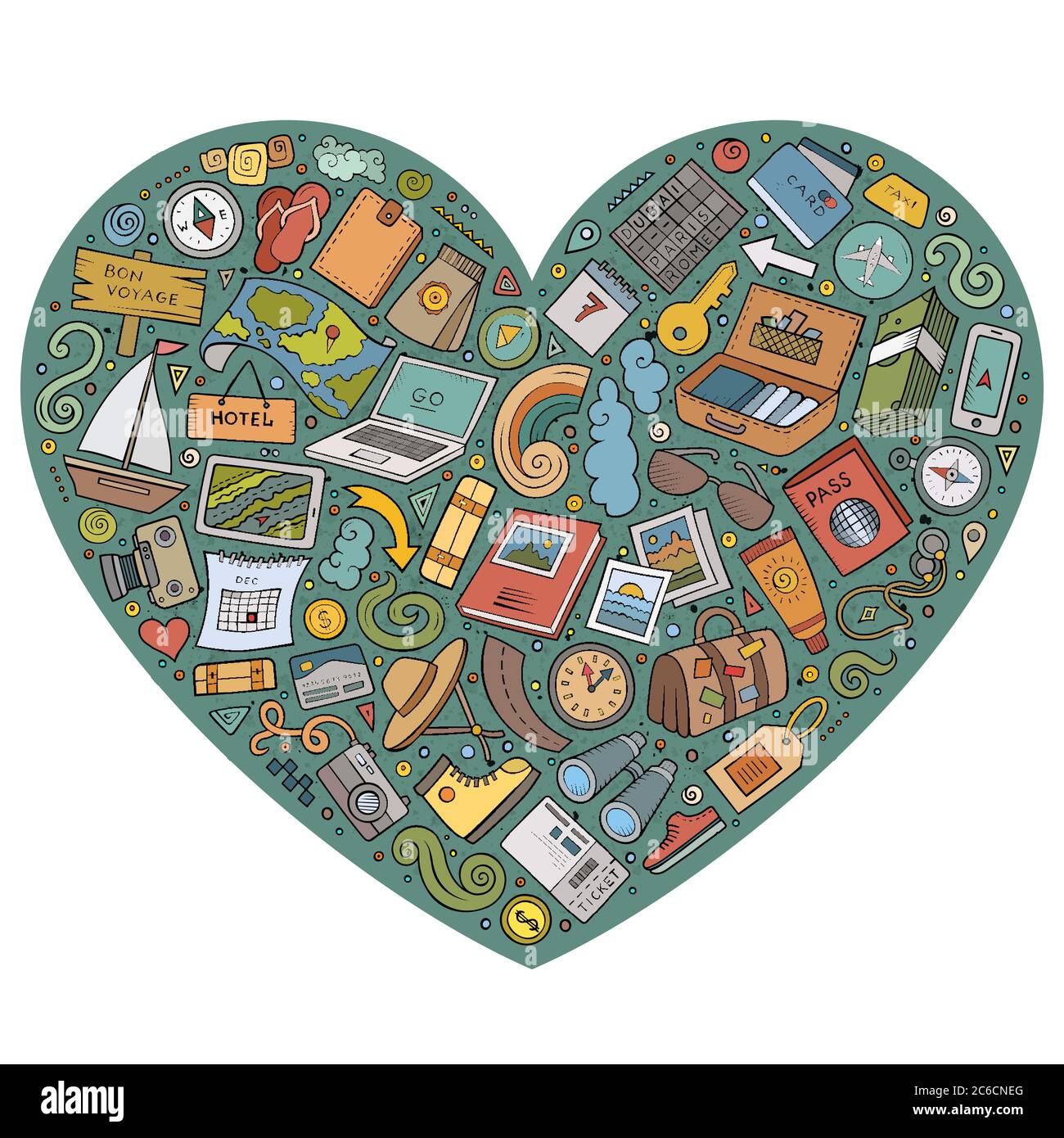 Vektor Doodle Satz von Reise-Themen Stock Vektor