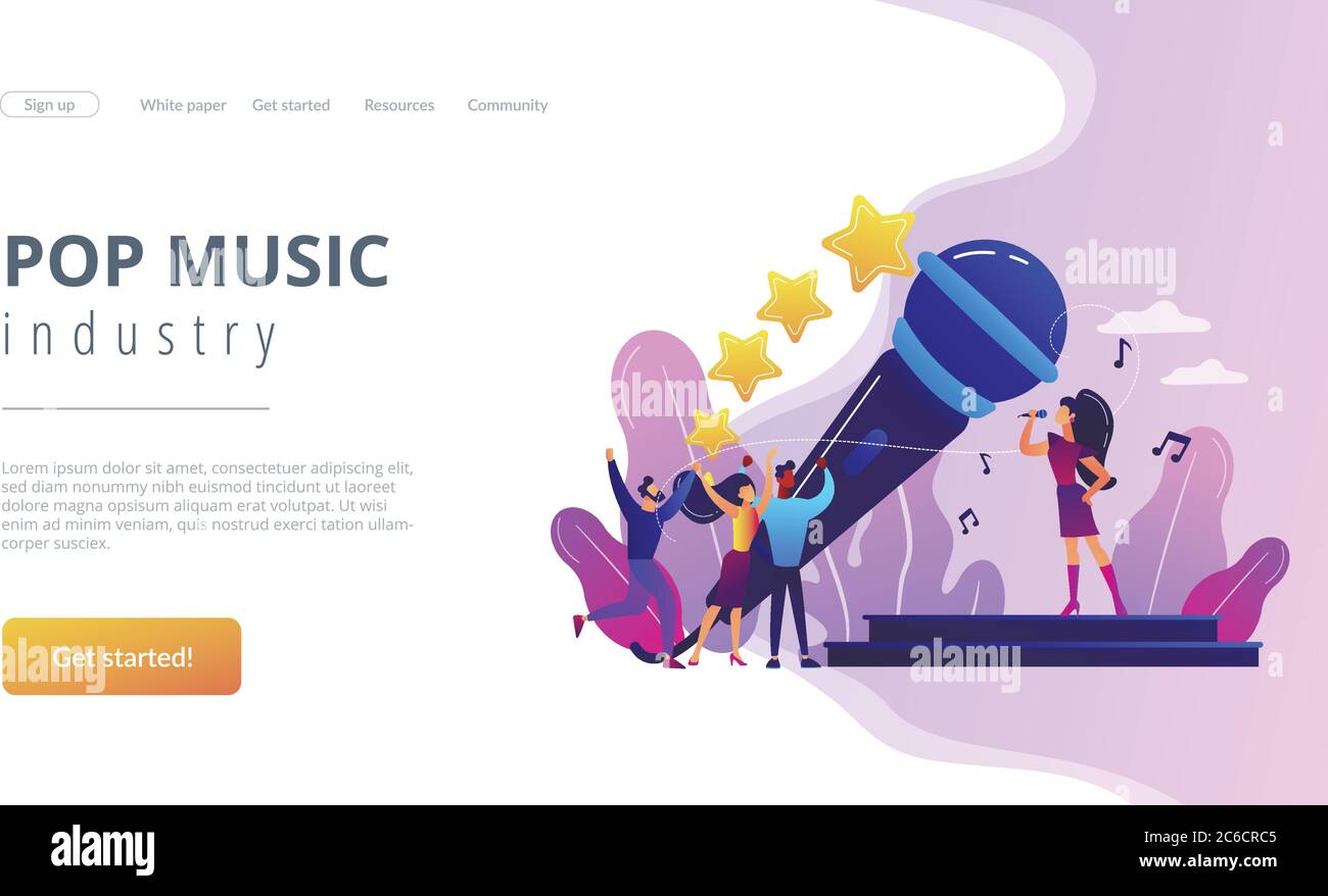 Zielseite für beliebte Musikkonzepte. Stock Vektor