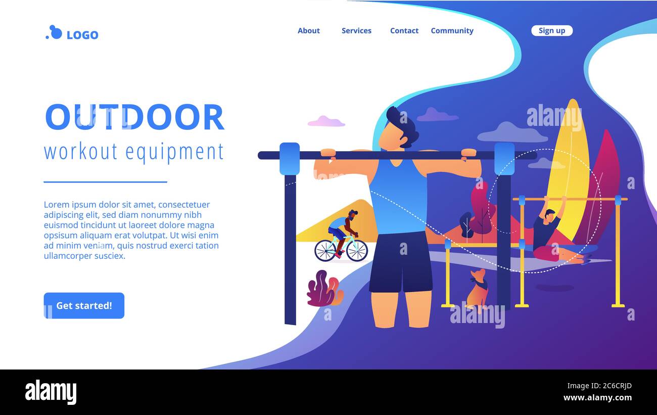 Landing Page für Outdoor-Workout-Konzept. Stock Vektor