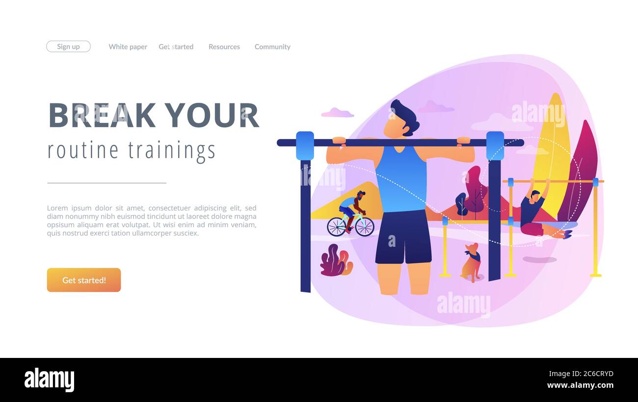 Landing Page für Outdoor-Workout-Konzept. Stock Vektor