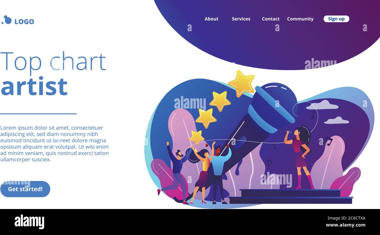 Zielseite für beliebte Musikkonzepte. Stock Vektor