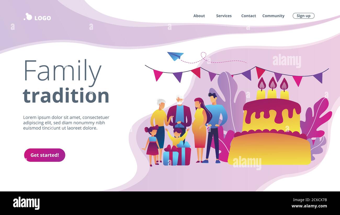 Family Tradition Konzept Landing Page. Stock Vektor