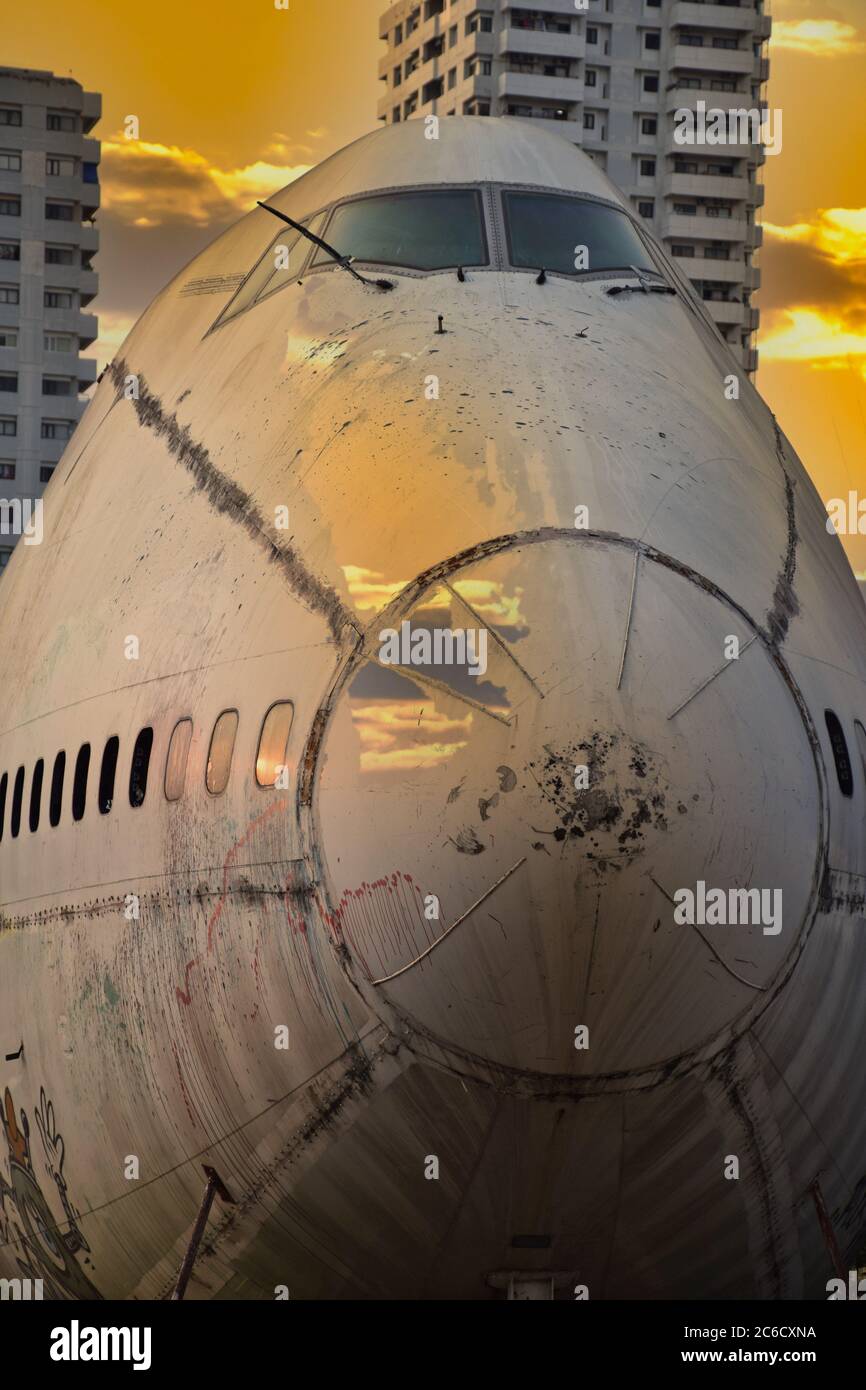 Flugzeugfriedhof in Bangkok, Thailand Stockfoto