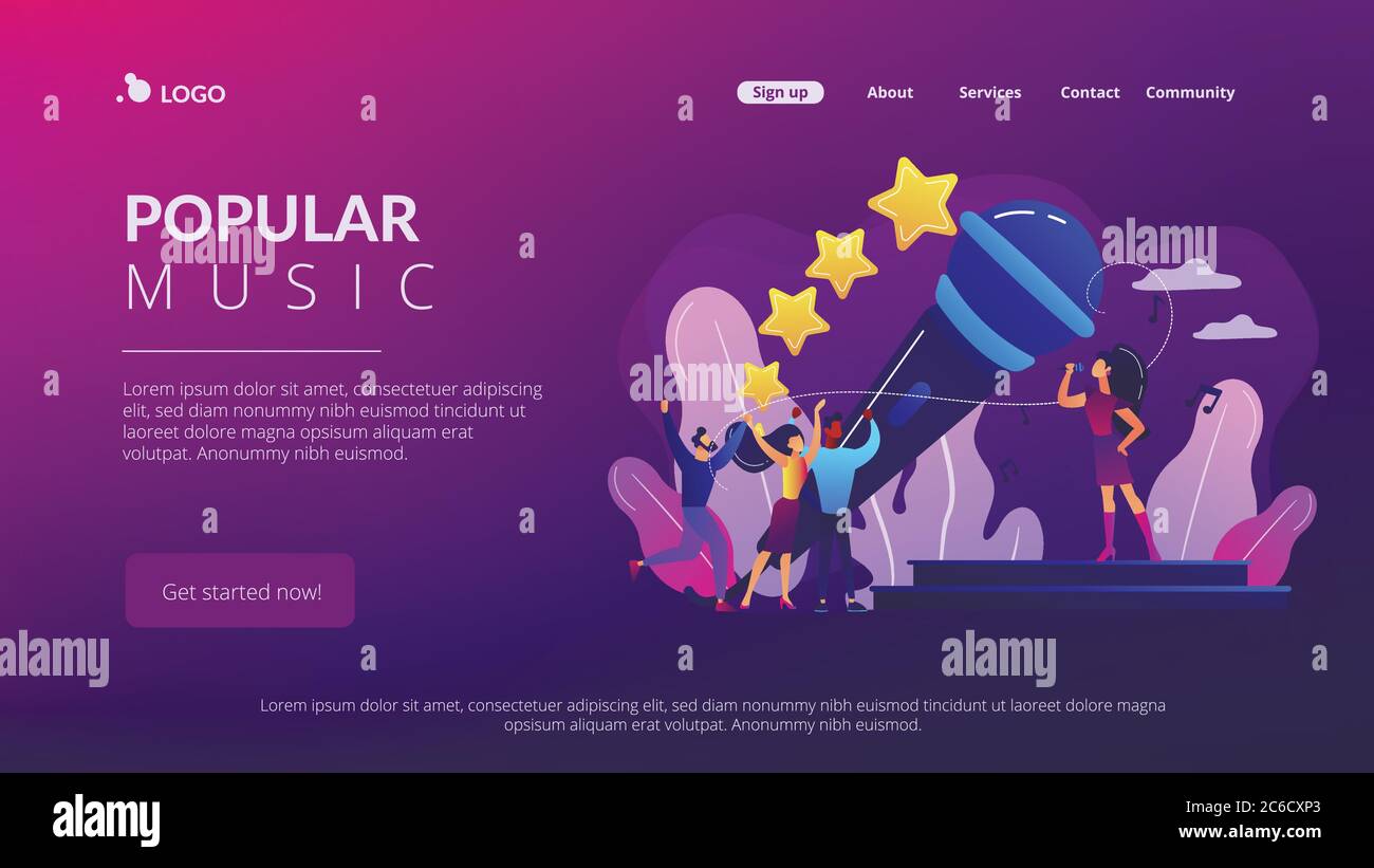 Zielseite für beliebte Musikkonzepte. Stock Vektor