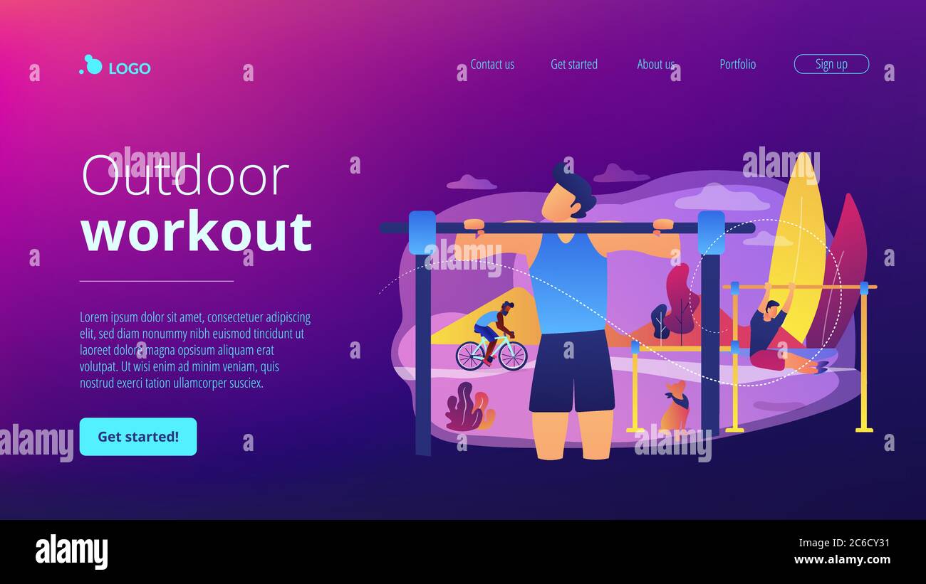 Landing Page für Outdoor-Workout-Konzept. Stock Vektor