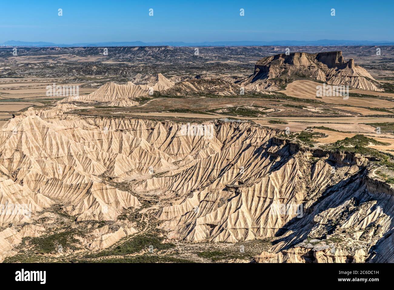 Wüstenlandschaft, Bardenas Reales Badlands, Navarra, Spanien Stockfoto