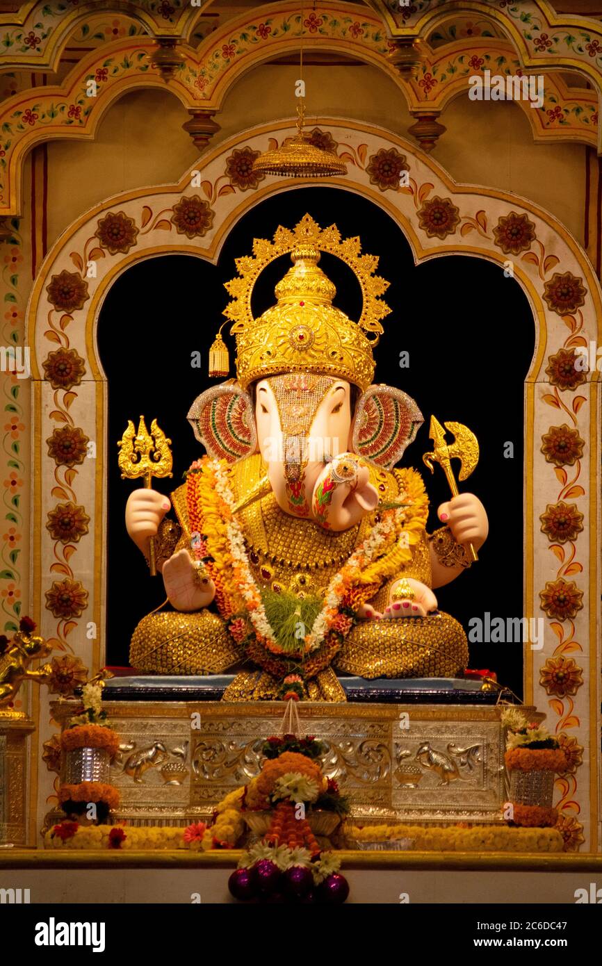 Dagdusheth ganpati, Ganesha, Idol, Pune, Maharashtra, Indien Stockfoto